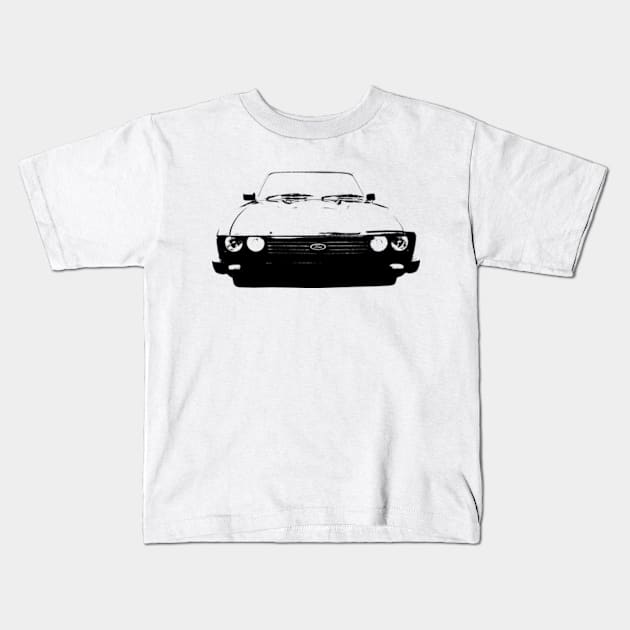 Ford Capri Mk3 1980s classic car monoblock black Kids T-Shirt by soitwouldseem